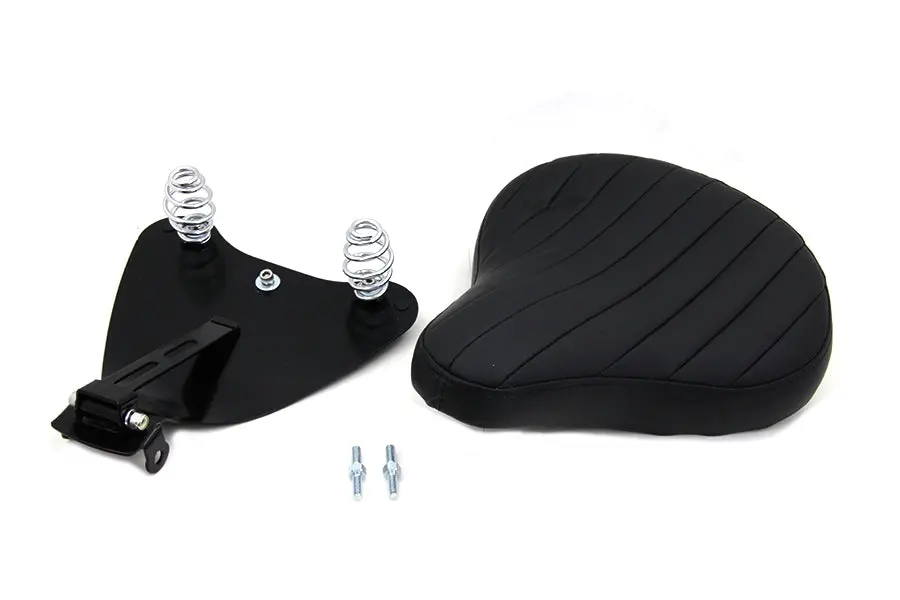 Black Leather Solo Seat With Mount Kit - V-Twin Mfg. 1