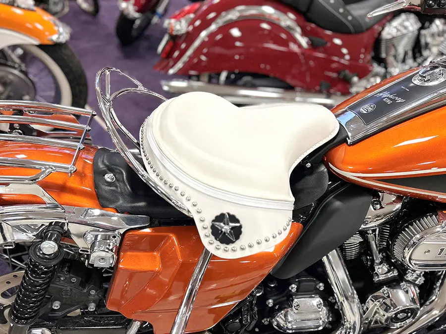 White Leather Solo Seat Kit - V-Twin Mfg. 1