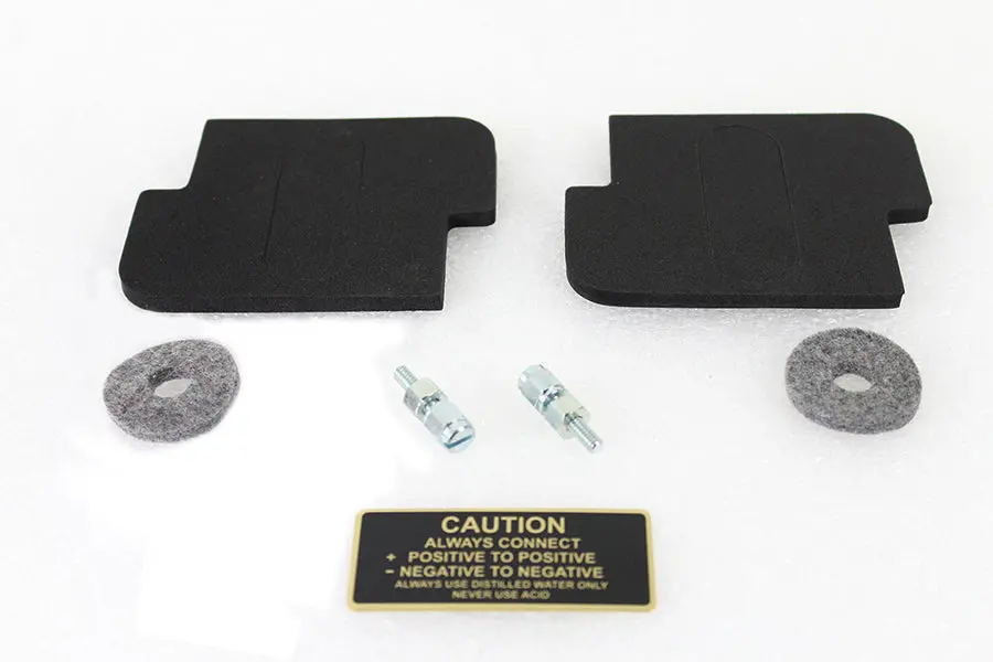 Battery Caution Tag & Terminal Kit Brass - V-Twin Mfg. 1