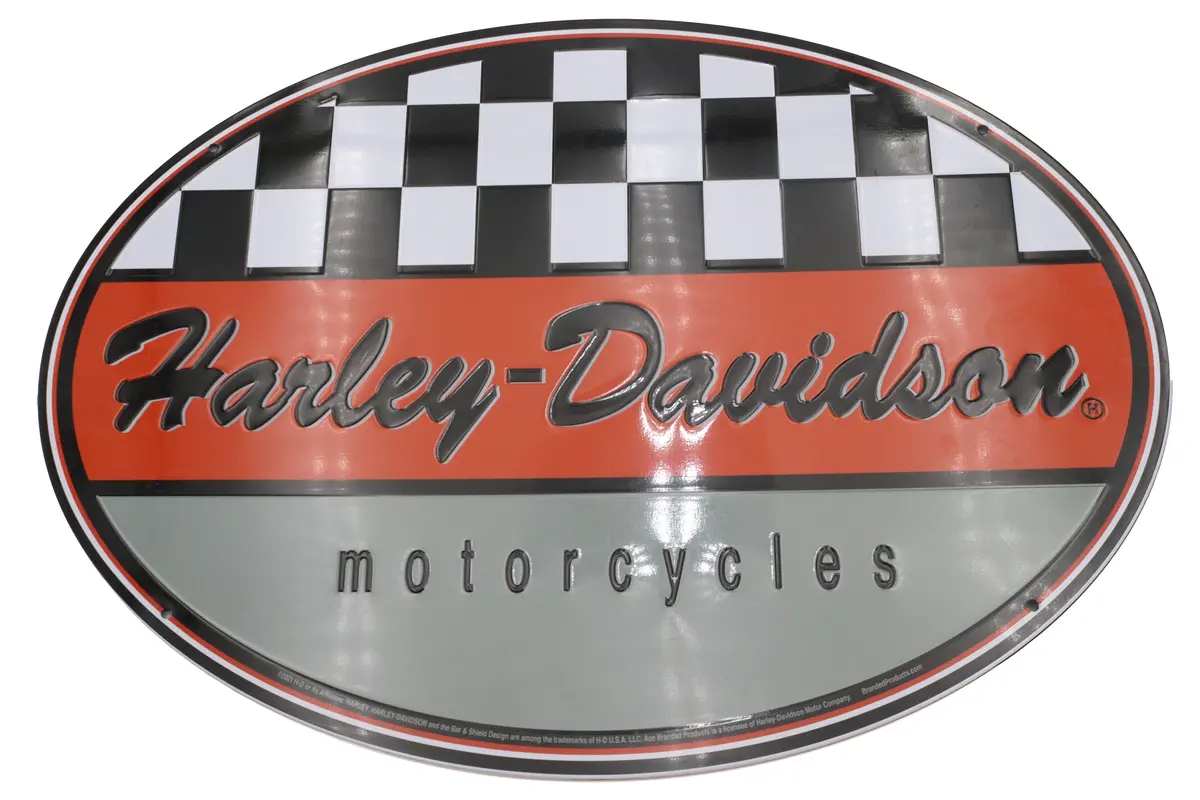 Harley Davidson Racing Oval Tin Sign - V-Twin Mfg. 1
