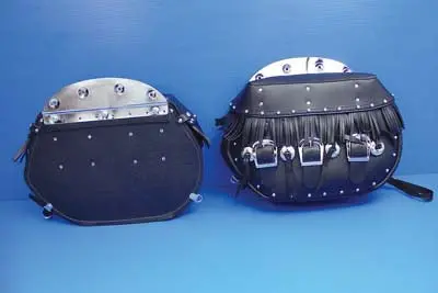 Black Leather Saddlebag Set - V-Twin Mfg. 1
