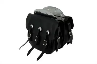 Replica Black Leather Saddlebag Set - V-Twin Mfg. 1