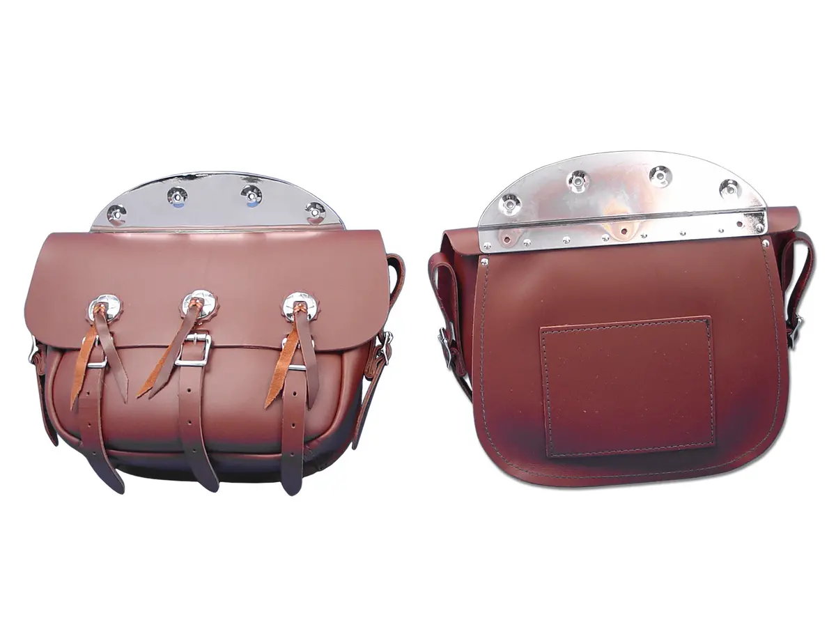 Brown Leather Replica Saddlebag Set - V-Twin Mfg. 1