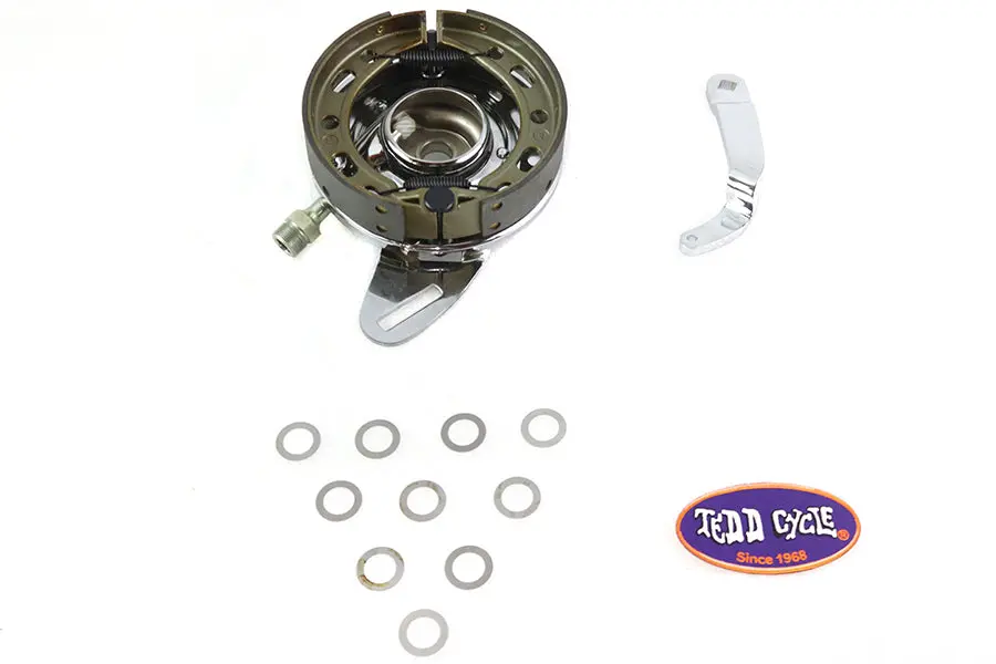 45 Inch Chrome Rear Brake Backing Plate Assembly - V-Twin Mfg. 1