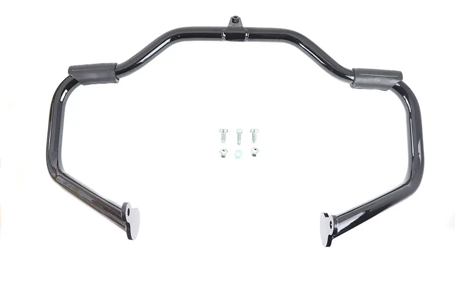 Oe Gloss Black Front Engine Bar With Footpeg Pads - V-Twin Mfg. 1