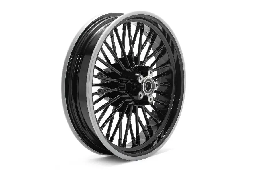 Front 16 Inch X 3.5 Inch Duro 36 Fat Spoke Matte Black Wheel - V-Twin Mfg. 1