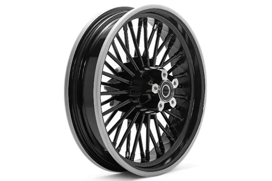16 Inch X 3.5 Inch Duro 36 Fat Spoke Rear Wheel Gloss Black - V-Twin Mfg. 1