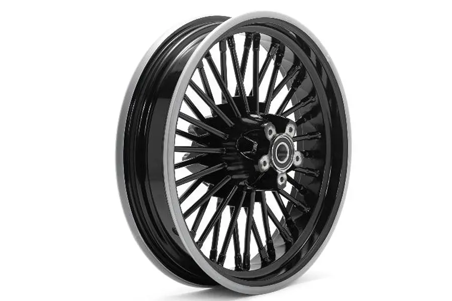 Rear 16 Inch X 3.5 Inch Duro 36 Fat Spoke Matte Black Wheel - V-Twin Mfg. 1