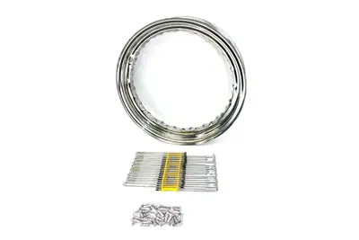 16 Inch X 3 Inch Wheel Rim And Spoke Kit Chrome Steel - V-Twin Mfg. 1
