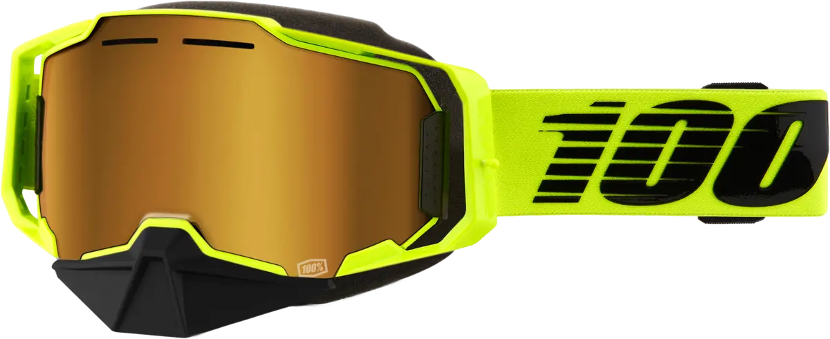 Armega Snowmobile Goggle Neon Ylw W/ Gld Mirror Lens 1