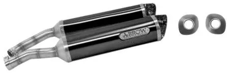 Arrow Yamaha  R1 2007-2008  Homologated Aluminium Dark Rh+Lh Thunder Silencers With Carbon End Cap 71719Akn 1