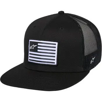 In Stock Alpinestars Flag Flat Trucker Hat - Black/Black 1235-81960-1010-Os 1
