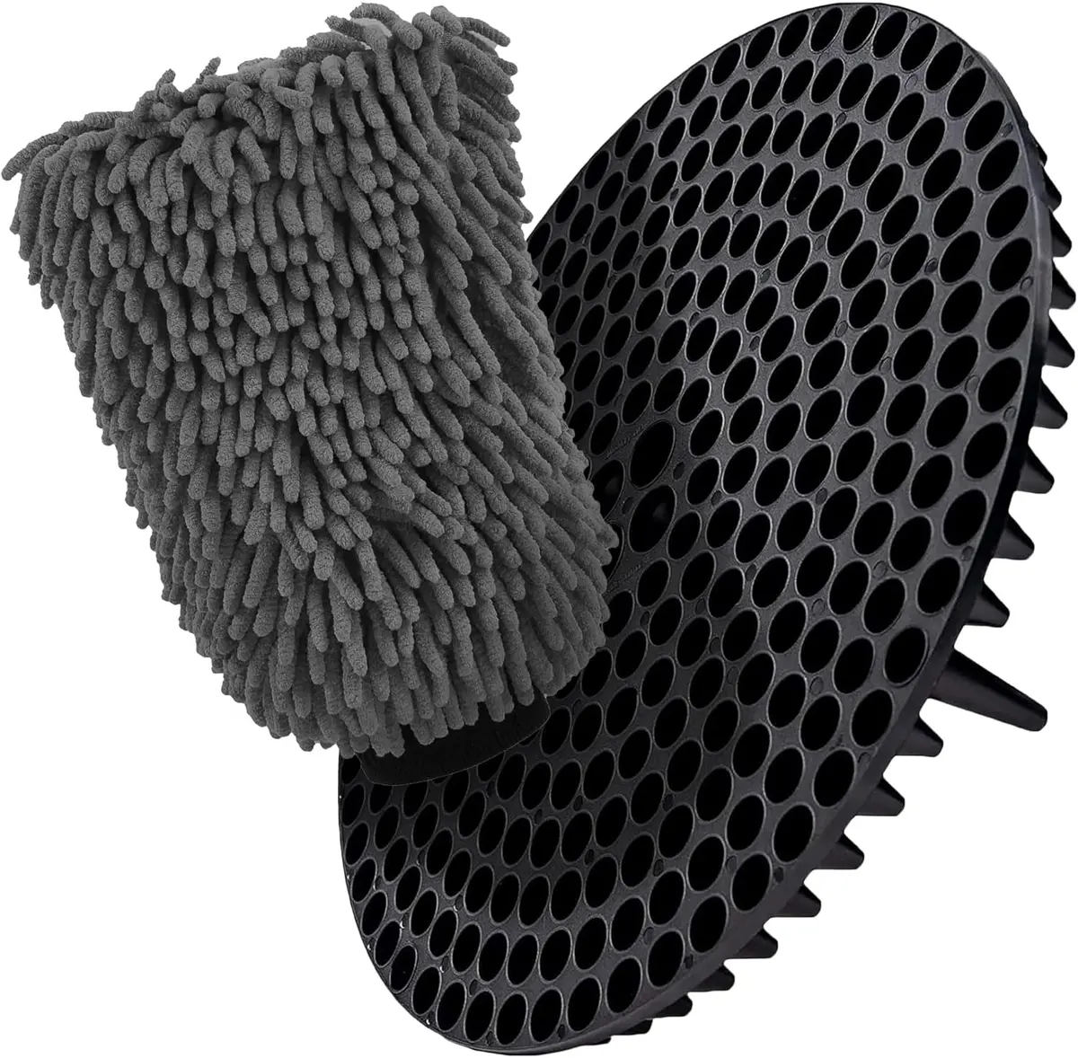 Wash&Whips Chenille Premium Scratch-Free Microfiber Lint-Free Blue Wash Mitt 8" X 10"In & Black Pitstop Particle Interceptor 1