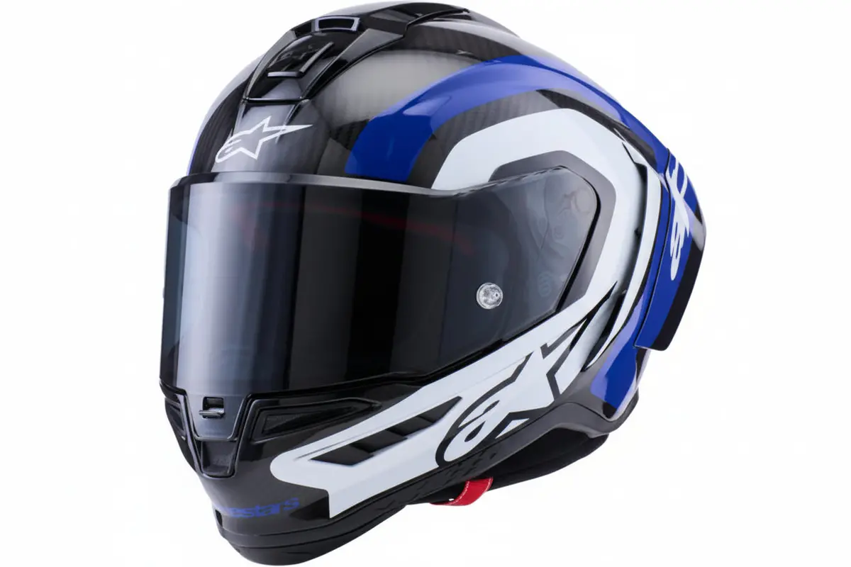 Alpinestars  Supretech R10 Helmet - 22.06 - Arius - Gloss Black/White/Blue - Small  8203926-1647-S 1