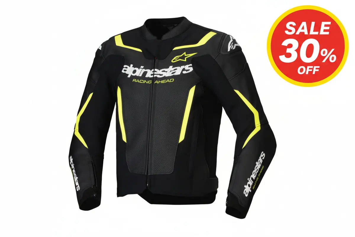 In Stock Open Box Alpinestars Jacket Lthr Gp Force Air Flo Blk/Yl Fl 48 3100326-155-48 1