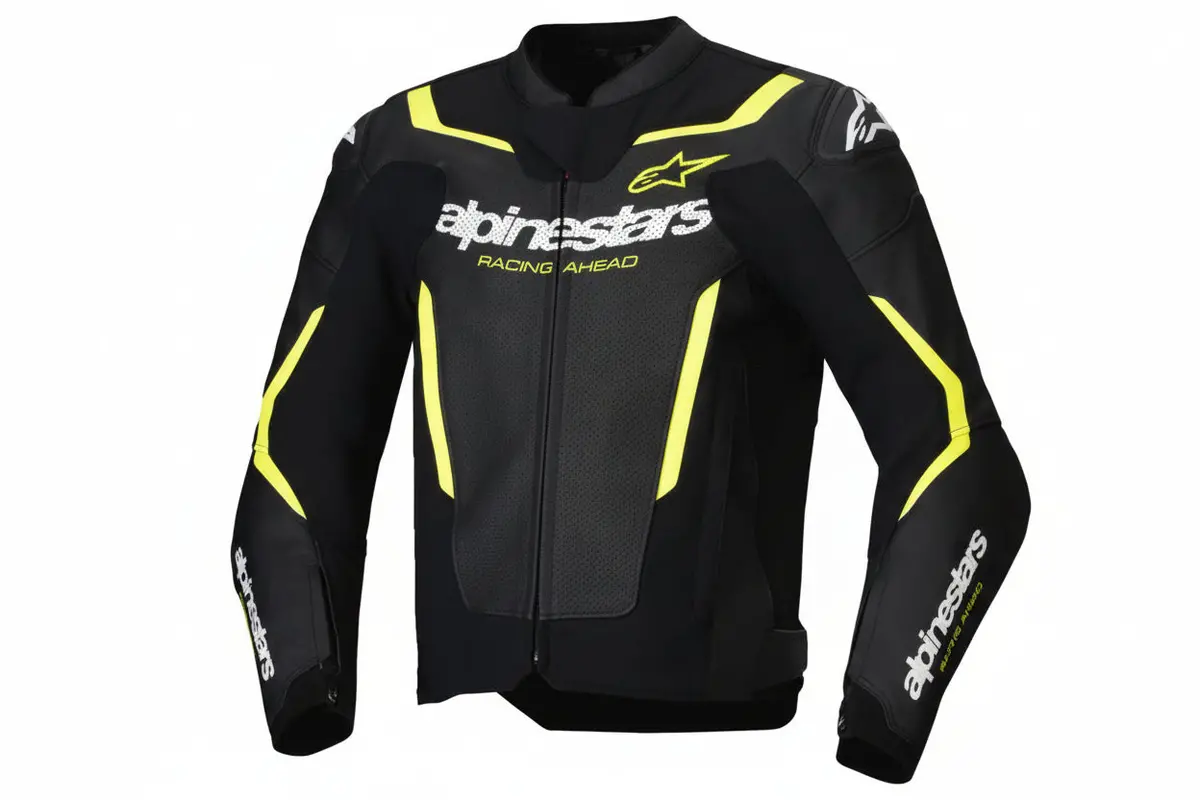 In Stock Open Box Alpinestars Jacket Lthr Gp Force Air Flo Blk/Yl Fl 52 3100326-155-52 1