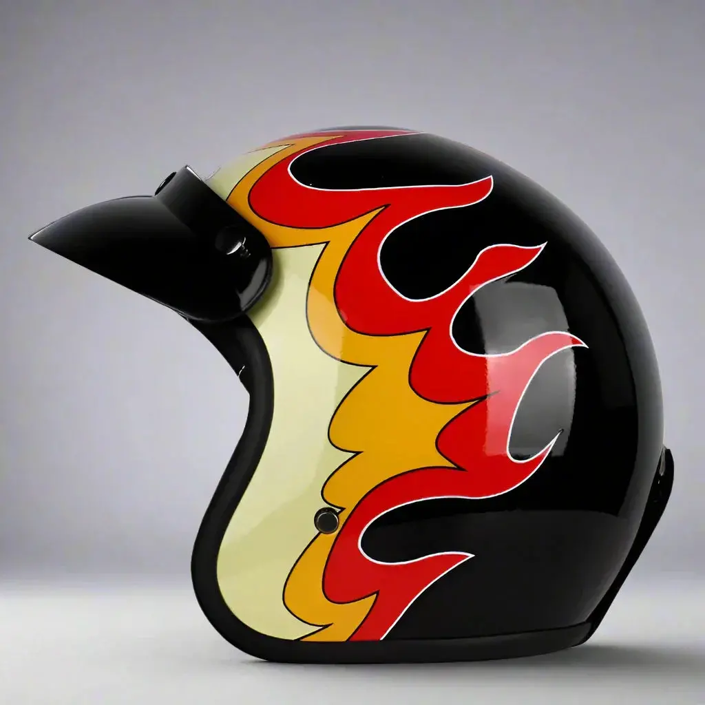 The Flame King - Vintage Open Face Helmet - Dot & Ece Approved 1