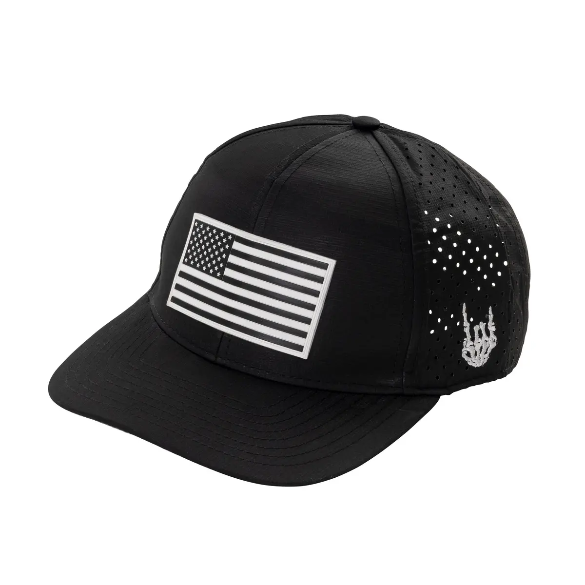 Old Glory Black And White Curved Performance Hat 1