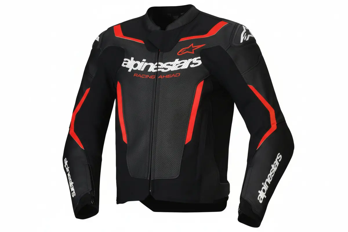 In Stock Open Box Alpinestars Jacket Lthr Gp Force Air Flo Blk/Rd Fl 50 3100326-1030-50 1