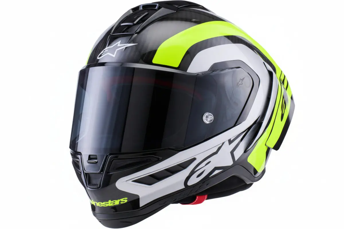 Alpinestars  Supertech R10 Helmet - 22.06 - Arius - Gloss Black/Silver/Yellow Fluo - Xs  8203926-1699-Xs 1