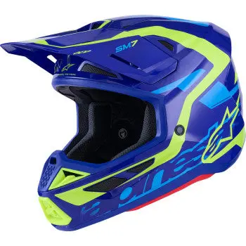 Alpinestars Sm7 Helmet - Deed - Gloss Blue/Yellow Fluo - Xs 8302426-7253-Xs 1