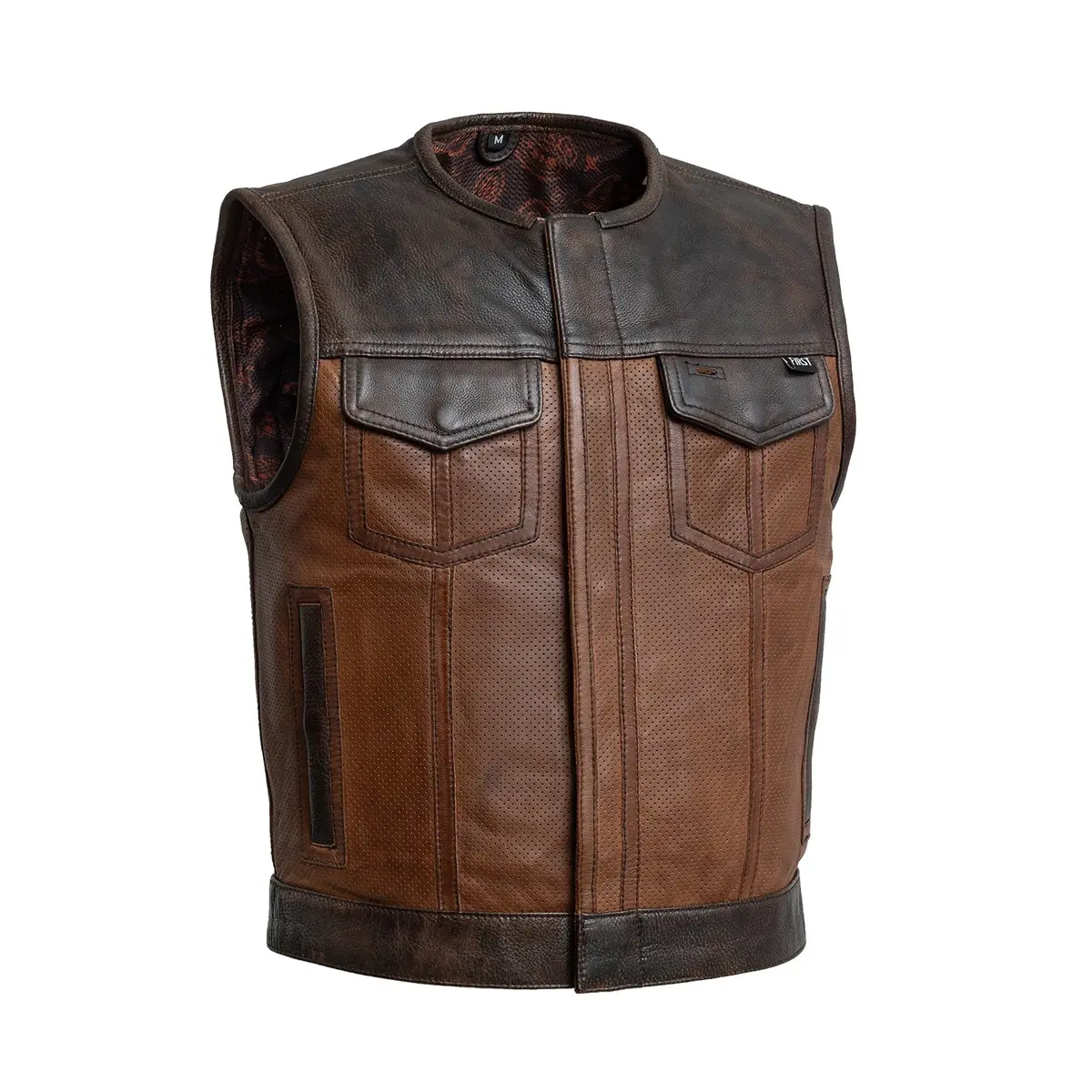 Lowside Gunner Men's Perforated Leather Vest 1