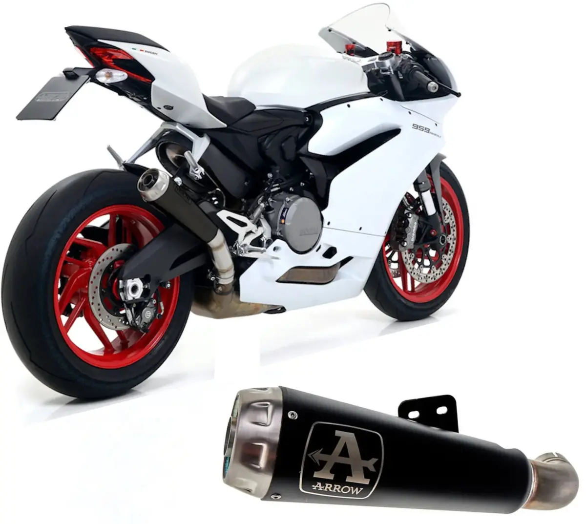 Arrow Ducati 959 Panigale 16-19 Not Us Models   Homologated Nichrom Dark Pro-Race Silencer With Welded Link Pipe For Original Collectors 71880Prn 1