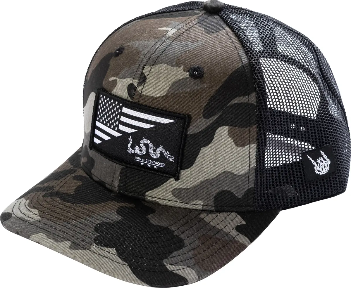 Snake And Flag Camo Trucker Hat 1
