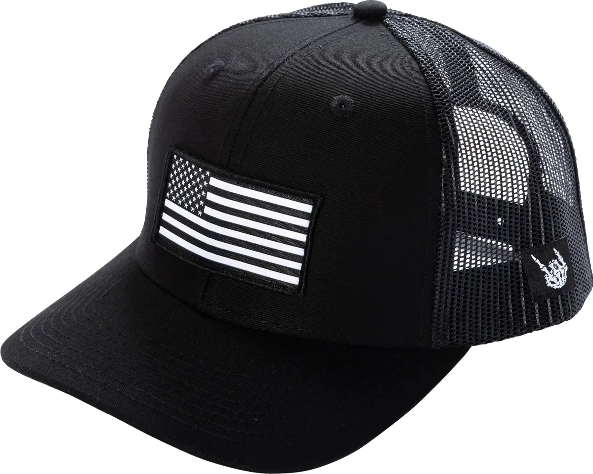 Blacked Out American Flag Trucker Hat 1