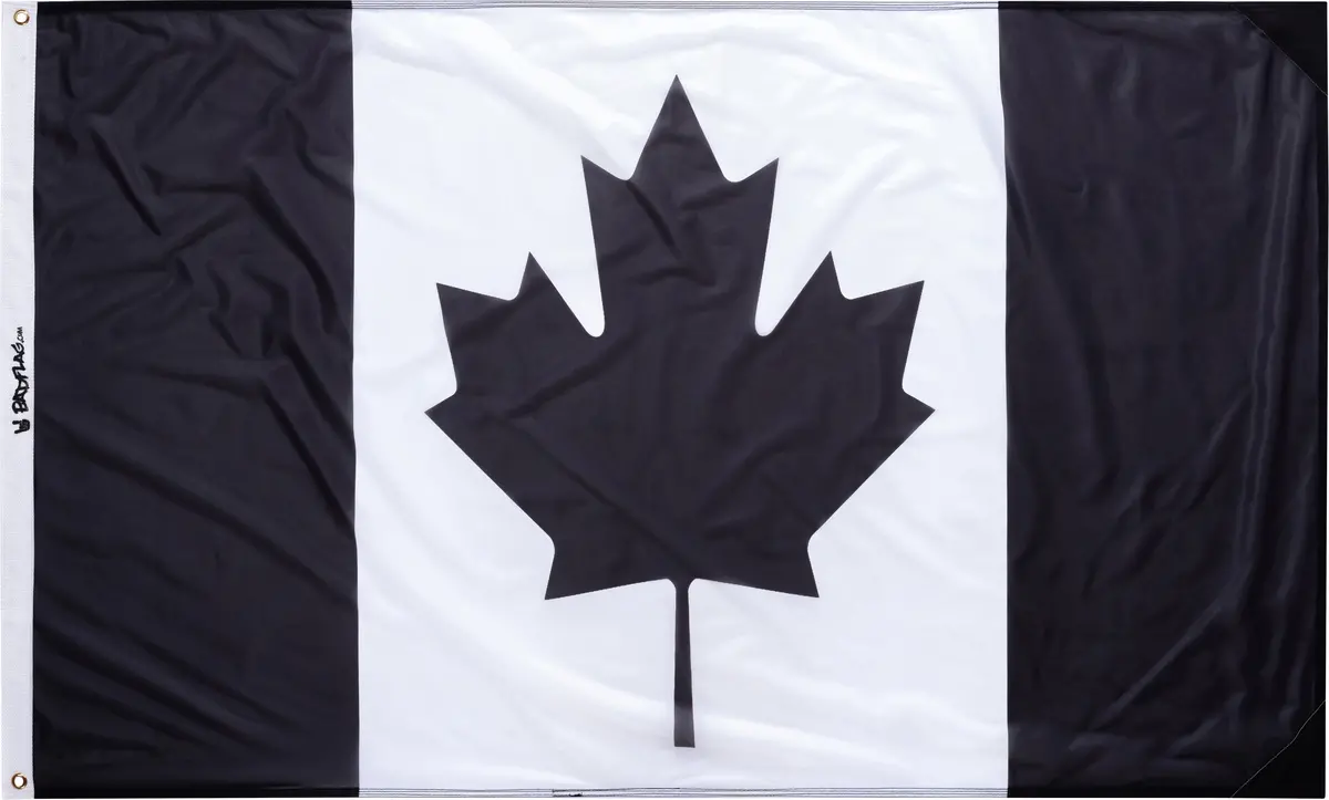 Black And White Canadian Flag 1