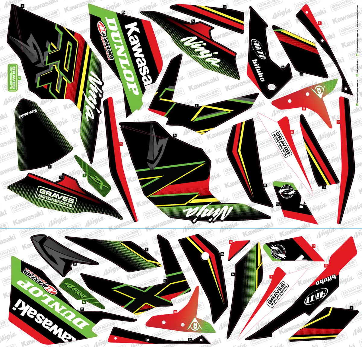 In Stock Graves Oem Bodywork Graphics Set Kawasaki Zx-4Rr 2024 Stk-23Zx4-001 1
