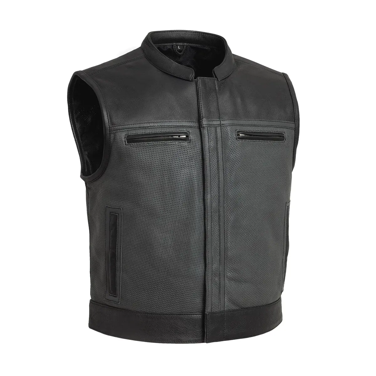 Two Tone Lowrider Perforated Men's Leather Vest 1