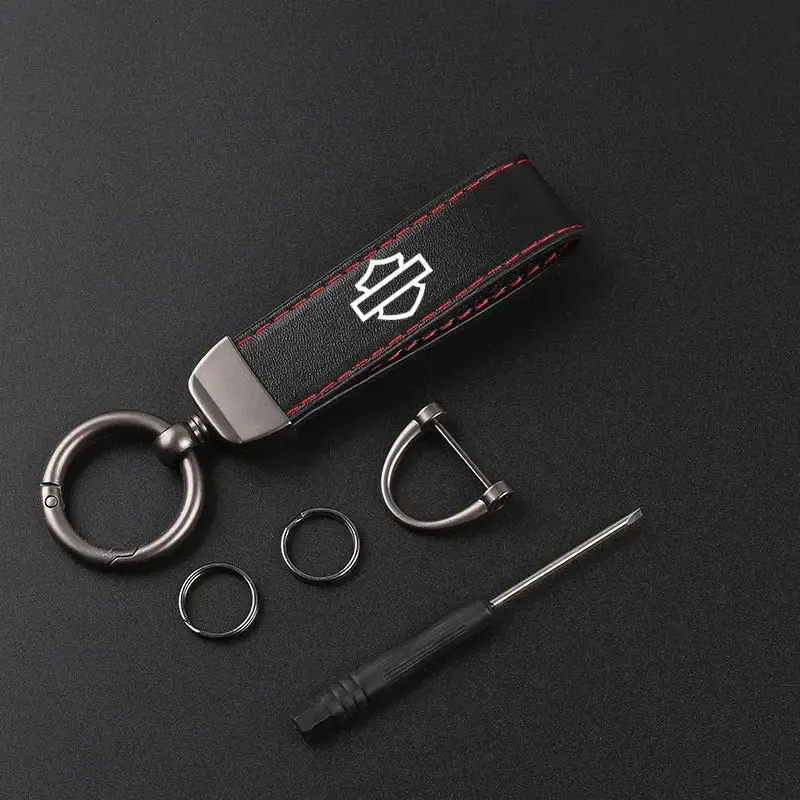 High-Grade Suede Leather Motorcycle Keychain 1