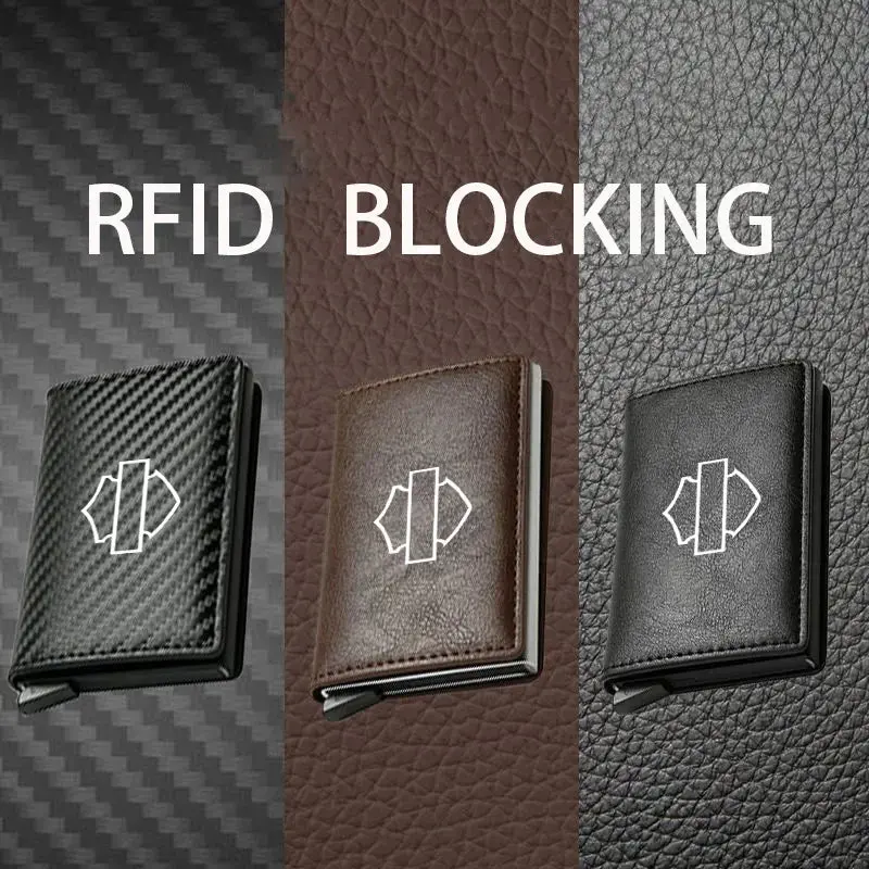 Leather/Carbon Fiber Card Holder Rfid Blocking 1