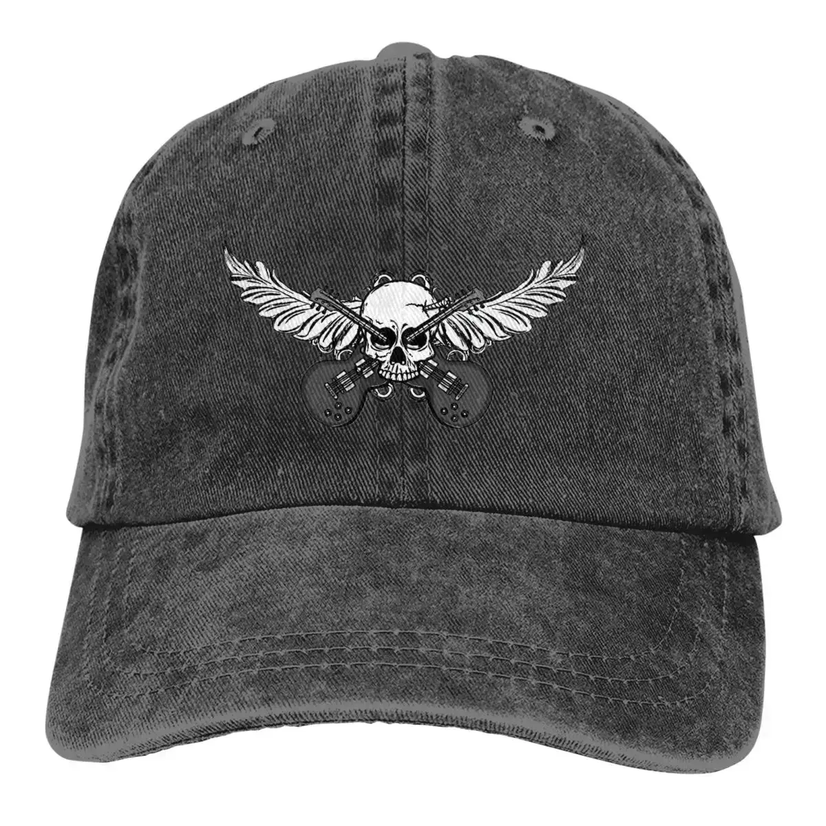 Guitar Rock Multicolor Skull Wing Baseball Caps 1