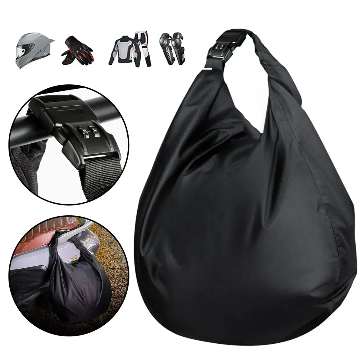 Motorbike Helmet Bag Waterproof Combination Lock Anti-Theft Luggage Storage Bag Rider Portable 1