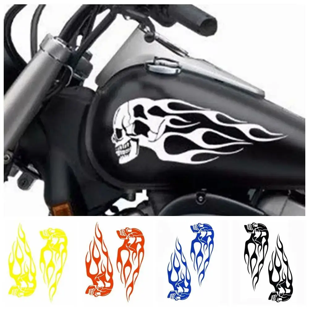 2Pcs/Set Flame Skulls Decals Motorcycle 1