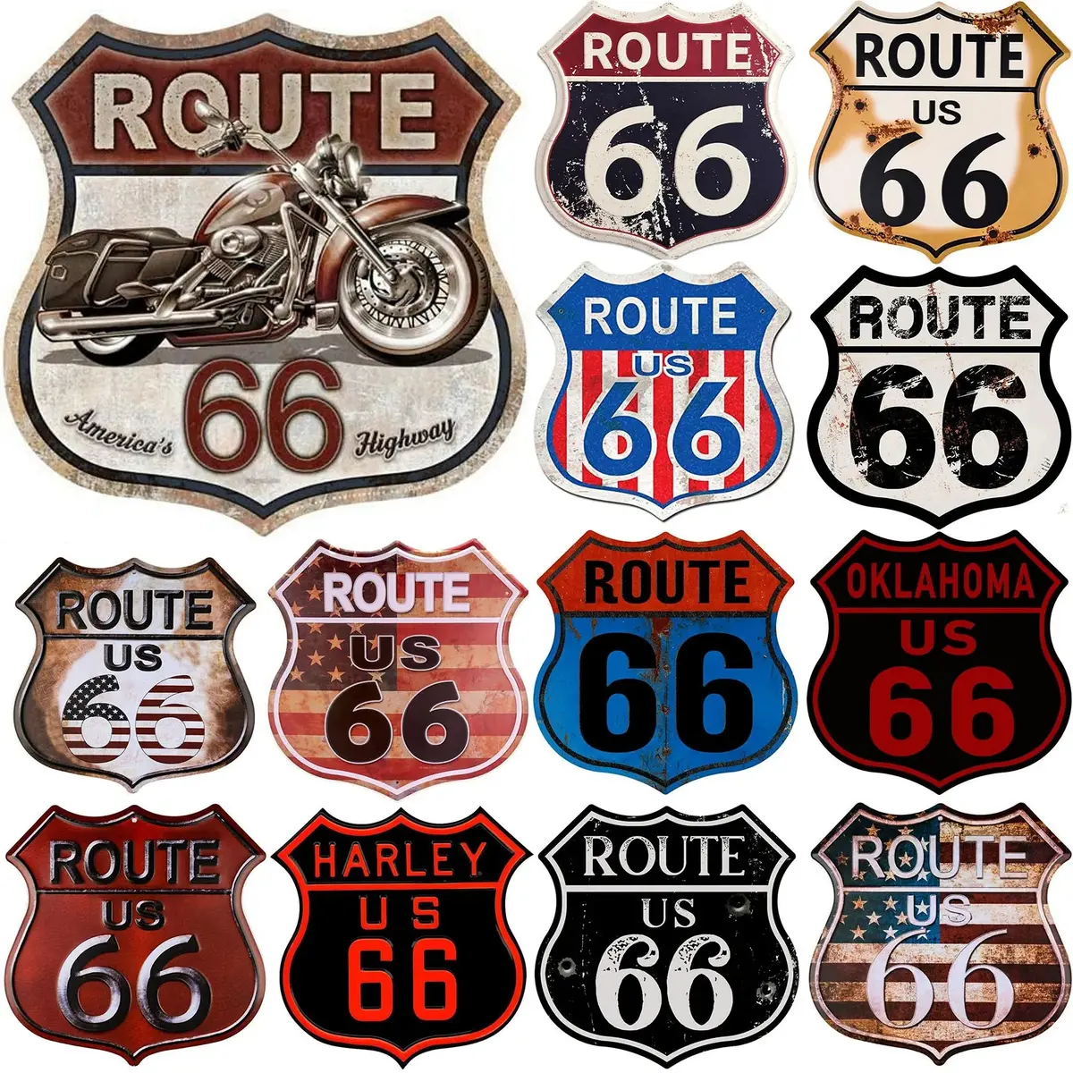 Route 66 American Dreams Shield Metal Tin Signs Posters 1
