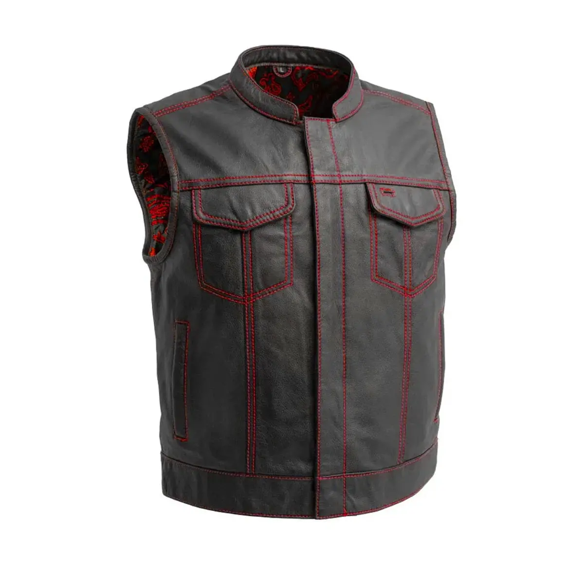 The Club Cut Men's Motorcycle Leather Vest, Multiple Color Options 37