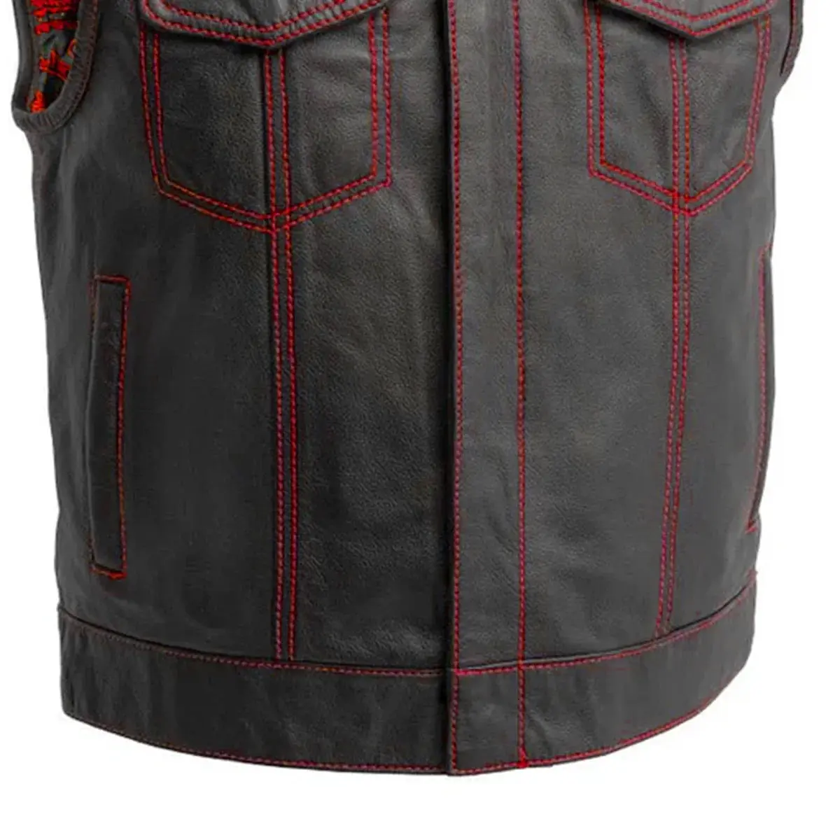 The Club Cut Men's Motorcycle Leather Vest, Multiple Color Options 17