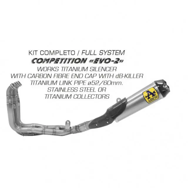 71211Ckz  Arrow Competition Evo-2 Full Titanium Exhaust - 2015-2025 Yamaha Yzf-R1 R1s R1m 1