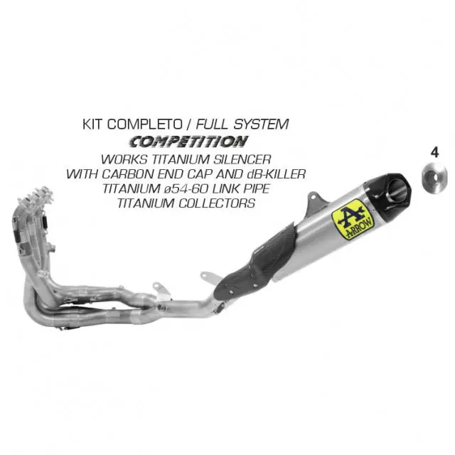 Arrow Honda Cbr1000rr 20 -23 Competition Full System High Version With Titanium Works Silencer With Carbon End Cap E Db Killer 71212Ckz 1