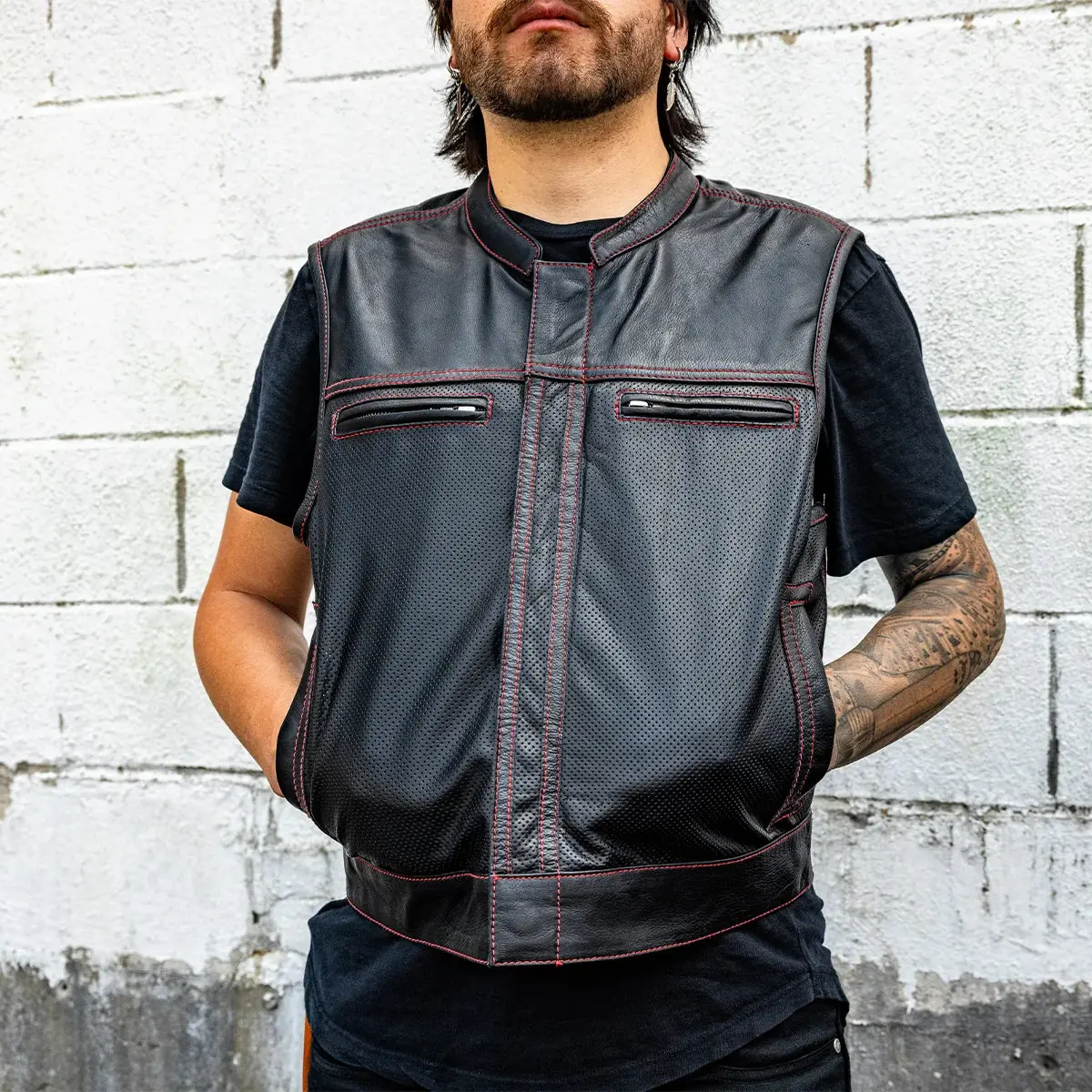Lowrider Perforated Men's Leather Vest 6