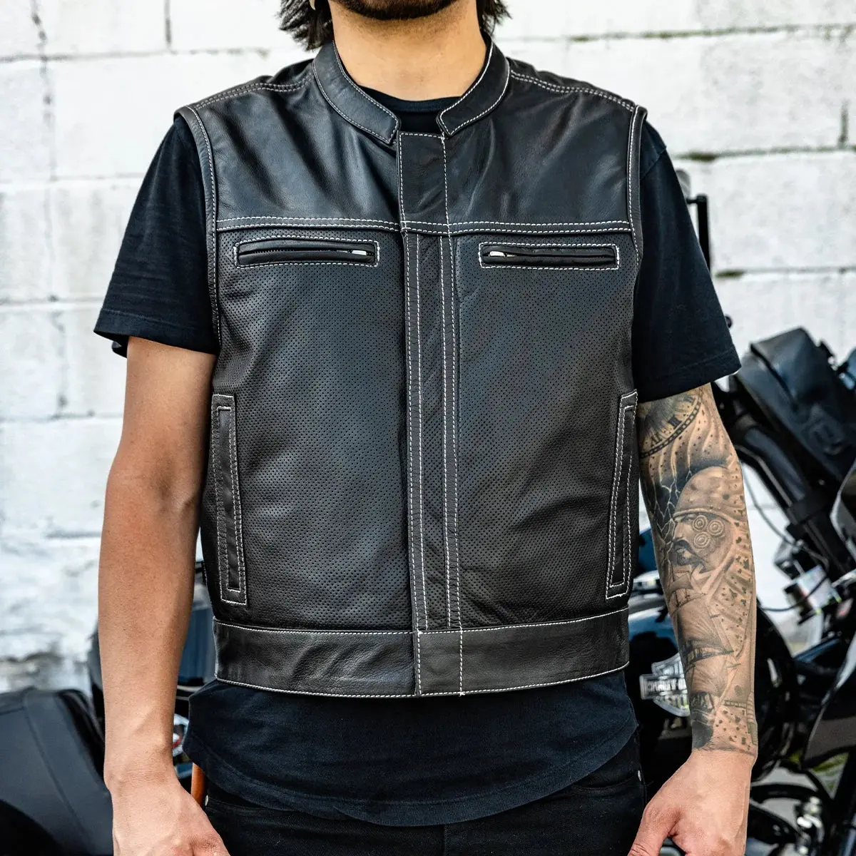 Lowrider Perforated Men's Leather Vest 11