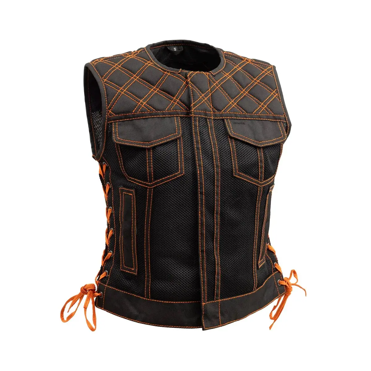 Bonnie Moto Mesh Women's Motorcycle Vest - Diamond Quilt 1