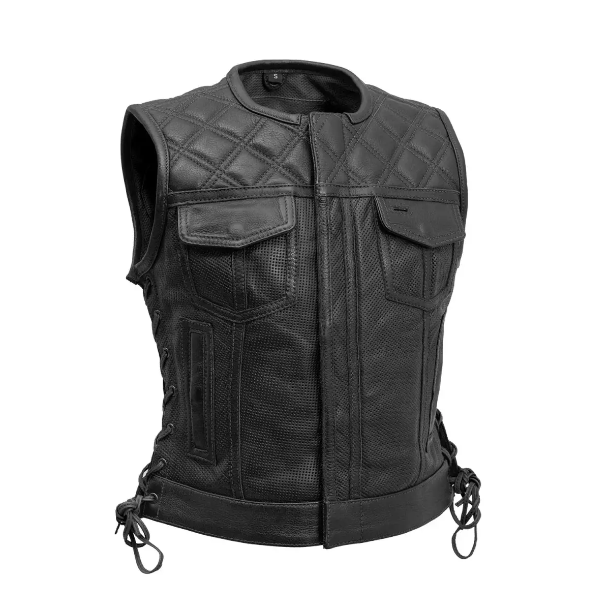 Bonnie Perforated Women's Motorcycle Leather Vest 21