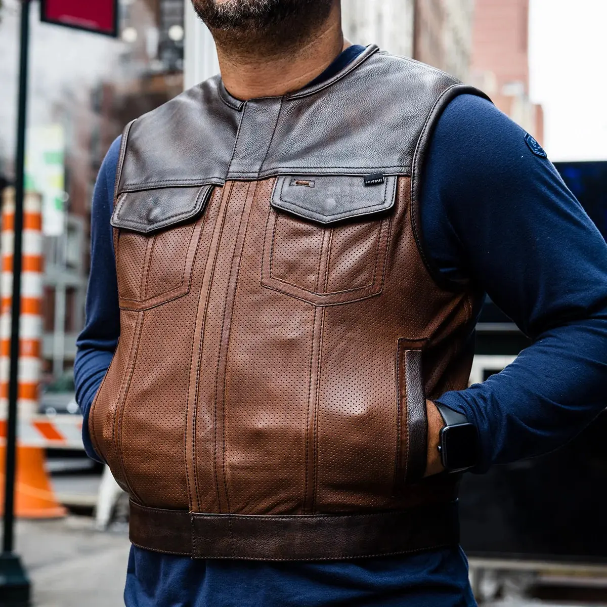 Lowside Gunner Men's Perforated Leather Vest 5