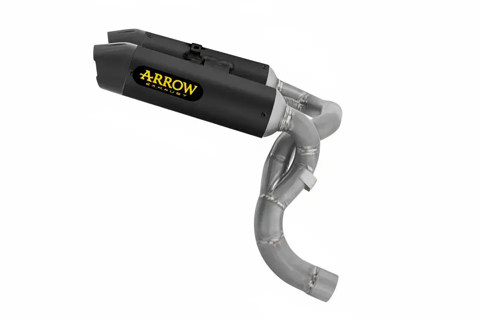 Arrow  Ducati Panigale V2/V2s E5+ 2025 Rh/Lh Round Sil Titanium Dark Silencers + Stainless Steel Link Pipe 77504Prn 1