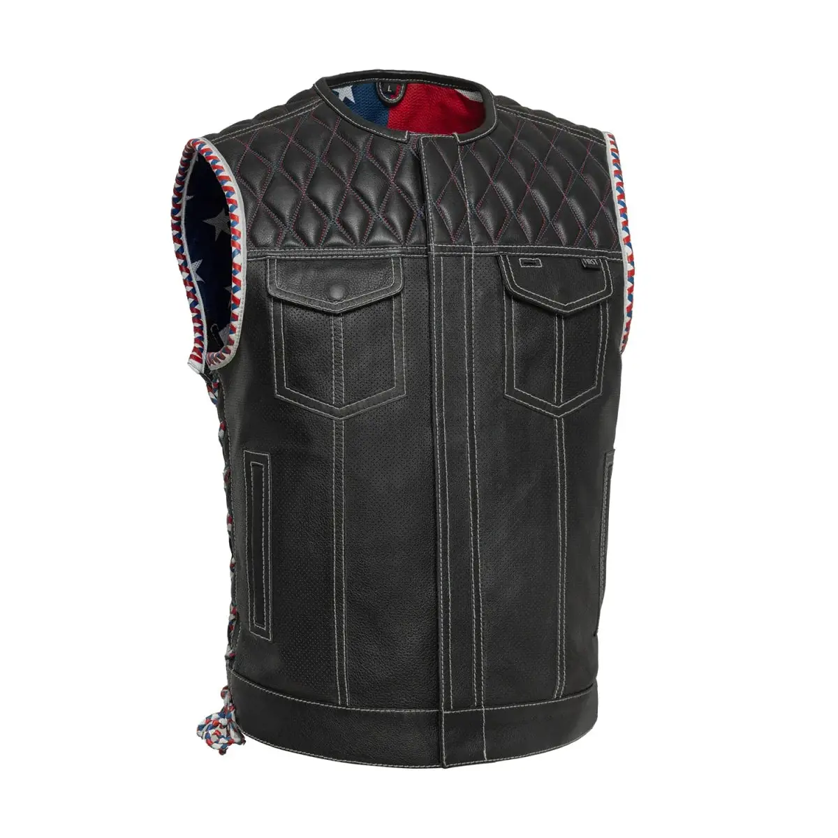 Captain Perforated Men's Motorcycle Leather Vest 1