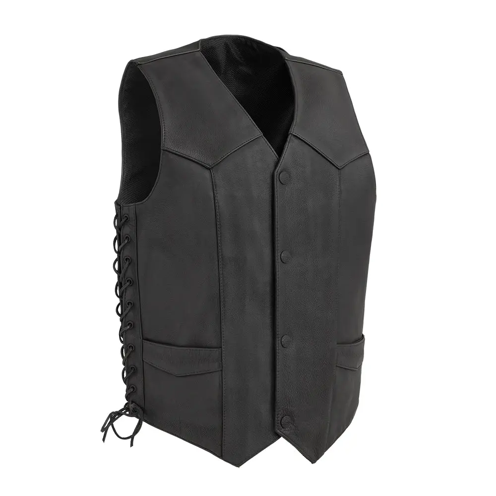 Deadwood Men's Motorcycle Western Style Leather Vest 1